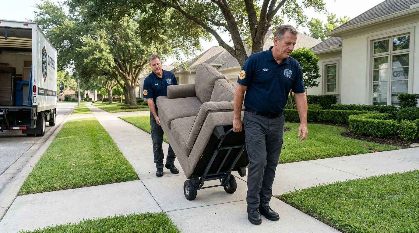 Local residential moving crew loading furniture in Leoti, KS